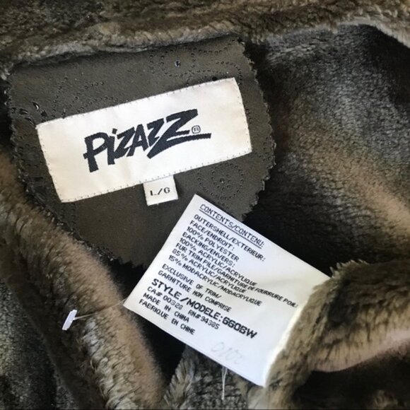 PIZAZZ  Vintage Y2K Faux Fur Shearling Hood Paisley Coat Jacket Cozy Fur Lined L - Picture 6 of 16